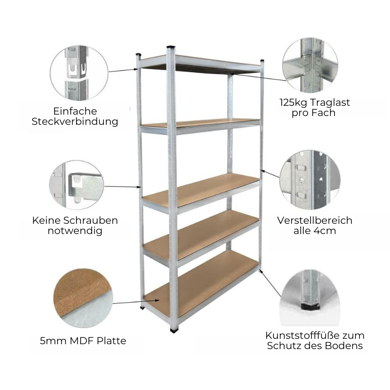 10x Schwerlastregal / Steckregal 180x90x40cm | 625kg Traglast