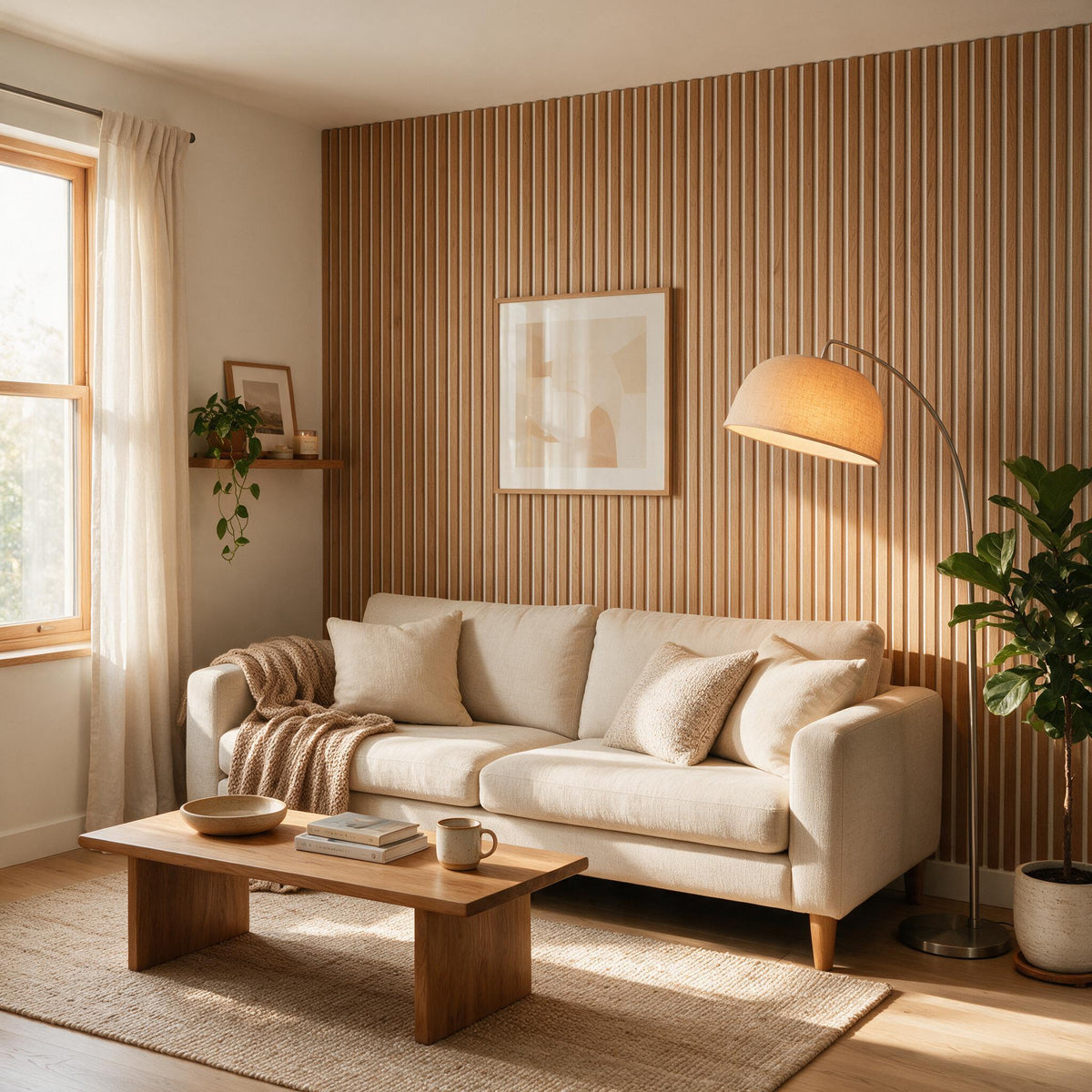 Akustikpaneel Premium Eiche – Filz Beige 244 × 60 cm