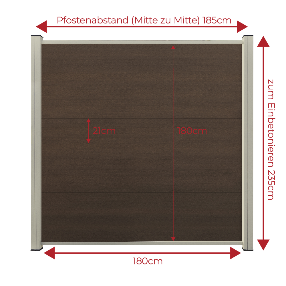 WPC Sichtschutzzaun ENZO Natur - Standard Seidengrau