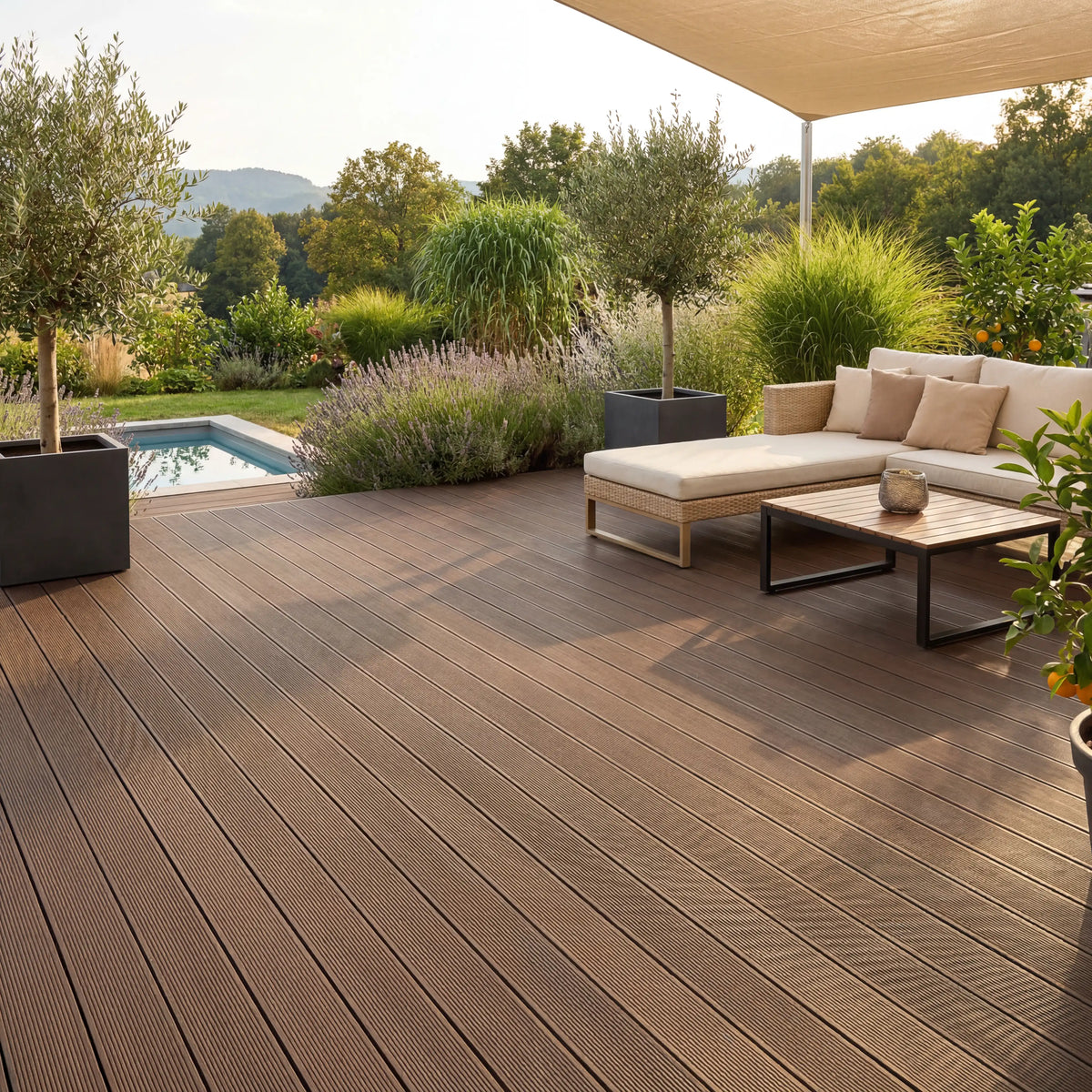 WPC Terrassendiele Hohlkammer Basic Kakao