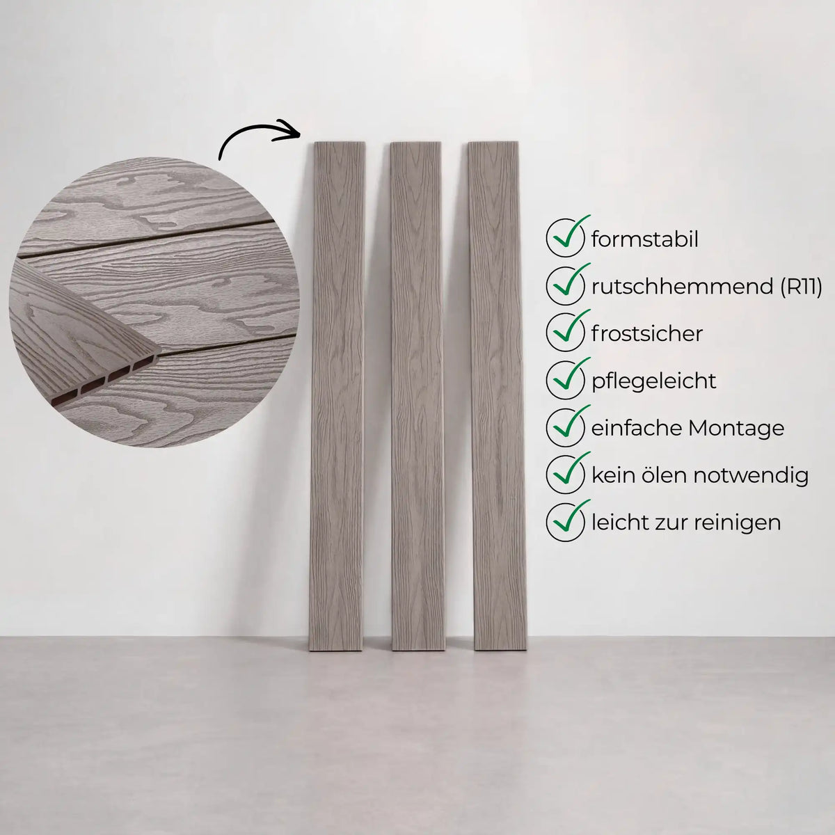WPC Terrassendiele Hohlkammer Basic Seide