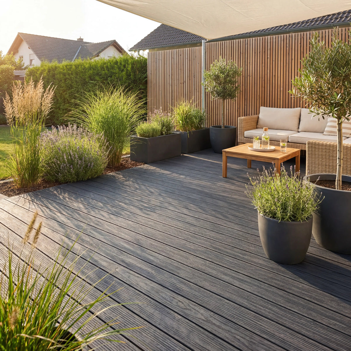 WPC Terrassendiele Massiv Terra Platin
