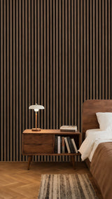 Akustikpaneel Premium Walnuss – Filz Schwarz 244 × 60 cm