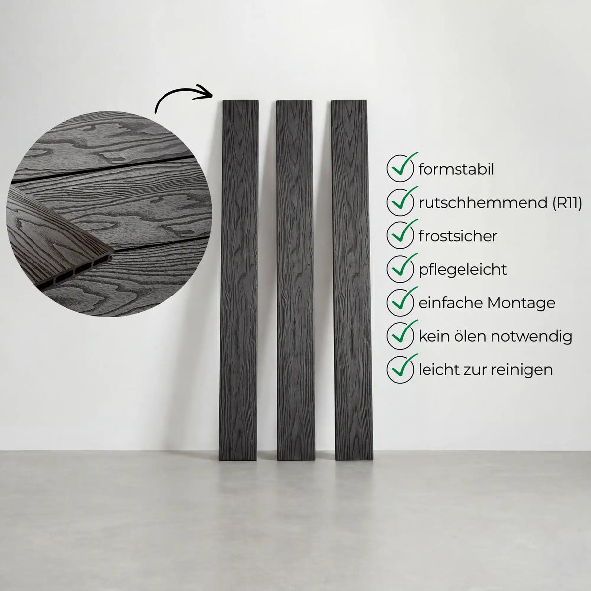WPC Terrassendiele Hohlkammer Basic Schiefer