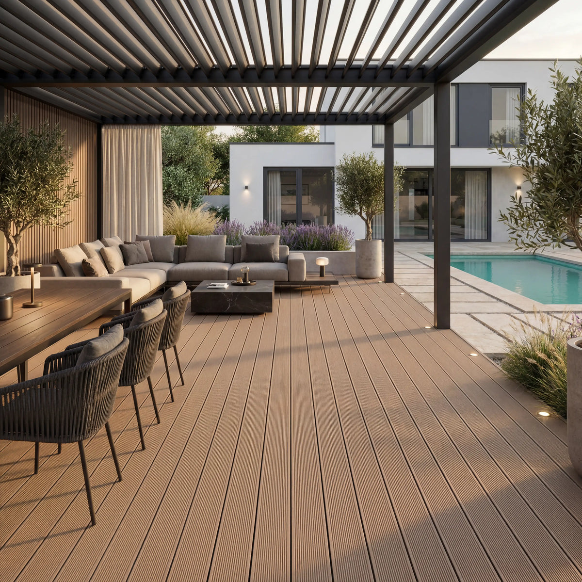 WPC Terrassendiele Hohlkammer Basic Teak